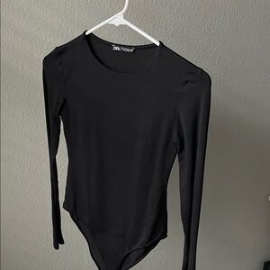 Zara Elegant Black Long Sleeve Bodysuit